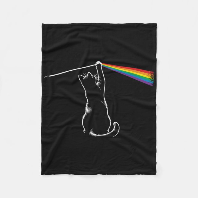 Funny Cat Rock Music Gift Women Kids Men Autism Fu Fleece Blanket (Front)