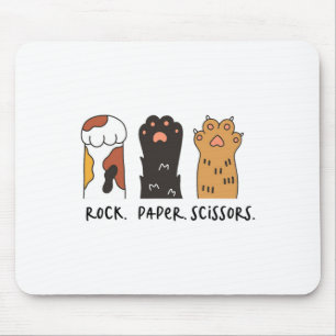 Funny Cat Rock Paper Scissors Cute Cat Paws Kids T Mouse Pad