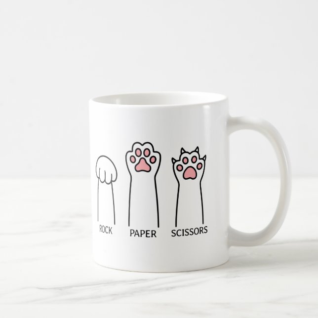 Funny Cat Rock Paper Scissors Meme Game Humour Art Coffee Mug (Right)