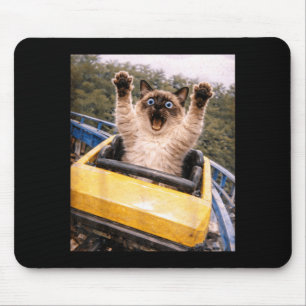 Funny Cat Roller Coaster Silly Meme Graphic Mouse Pad
