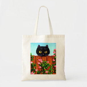 Funny Cat Roses Tote Bag