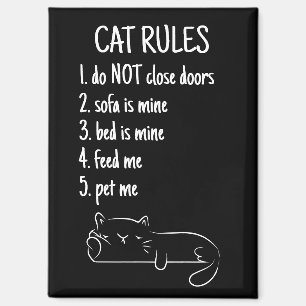 Funny Cat Rules Cat Owner Humour Magnet