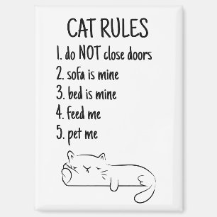 Funny Cat Rules Cat Owner Humour Magnet