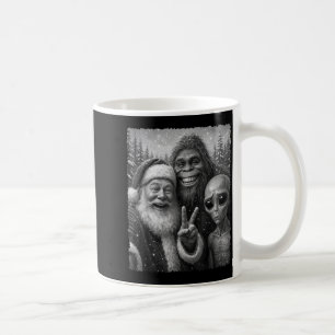 Funny Cat Santa Bigfoot Alien Christmas Selfie Tee Coffee Mug