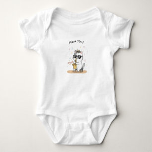 Funny Cat Saxophone Player Jazz Baby Bodysuit
