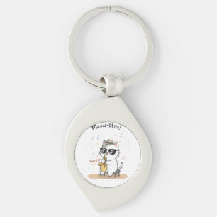 Funny Cat Saxophone Player Jazz Key Rings