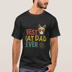 Funny Cat scratch Vintage Best Cat Dad Ever T-Shirt