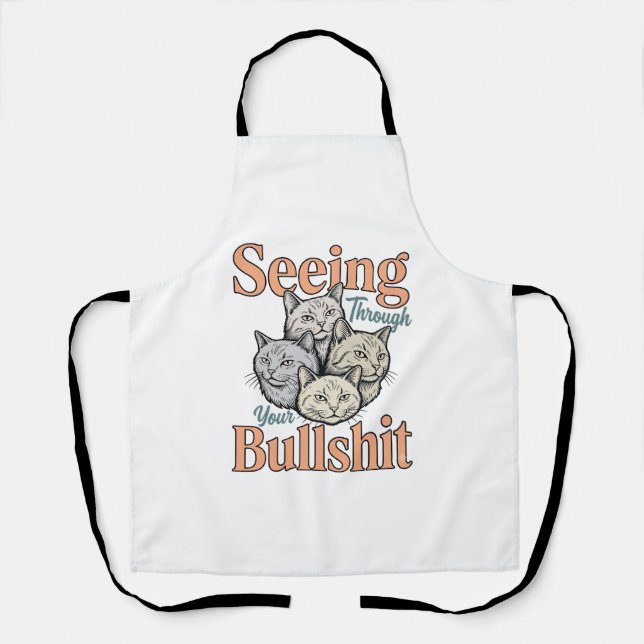 Funny Cat Seeing Through Your Vintage Des Apron (Front)