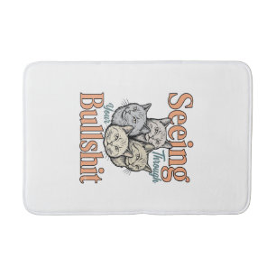 Funny Cat Seeing Through Your Vintage Des Bath Mat