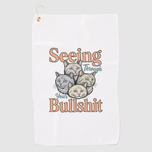 Funny Cat Seeing Through Your Vintage Des Golf Towel