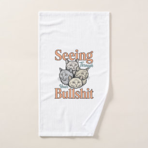 Funny Cat Seeing Through Your Vintage Des Hand Towel