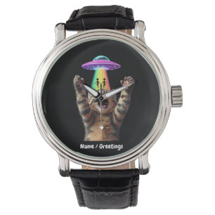Funny Cat Selfie Alien UFO Hilarious Customisable Watch