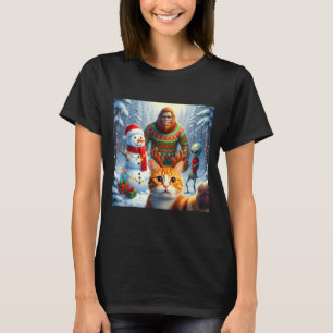 Funny Cat Selfie Bigfoot Humor Men Women Kids Chri T-Shirt