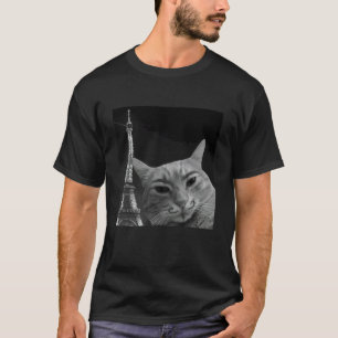 Funny Cat Selfie Eiffel Tower Paris Travel Men Wom T-Shirt