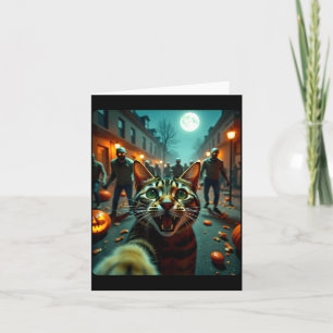 Funny Cat Selfie Halloween Zombies Humor  Card