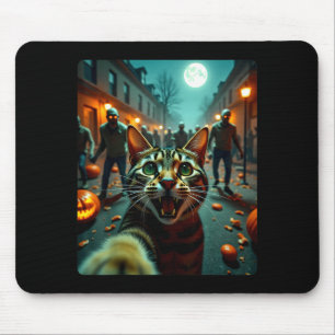 Funny Cat Selfie Halloween Zombies Humor Mouse Pad