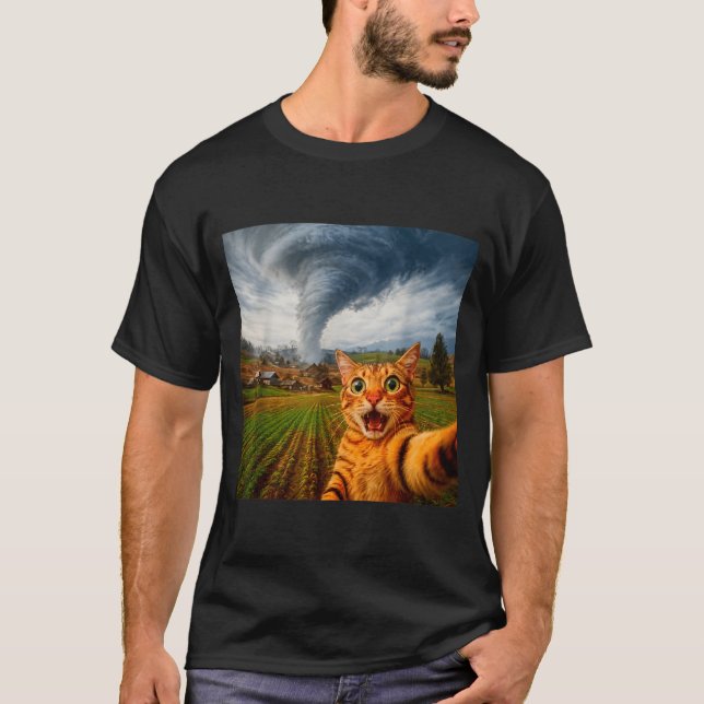 Funny Cat Selfie Meme Tornado  T-Shirt (Front)