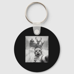 Funny Cat Selfie Santa Merry Christmas Xmas Pajama Key Ring