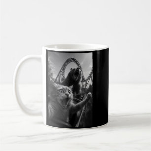 Funny Cat Selfie Top With Bear Roller Coaster Coffee Mug