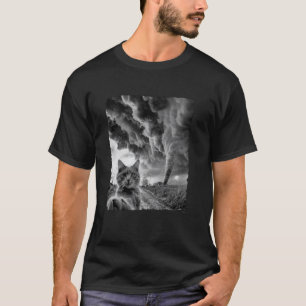 Funny Cat Selfie Tornado Storm Windy Cool Photo Wh T-Shirt