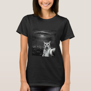 Funny Cat Selfie UFO Shirt Alien Invasion Sci Fi C