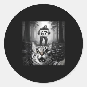 Funny Cat Selfie With Bigfoot 67 Six Seven Meme Me Classic Round Sticker