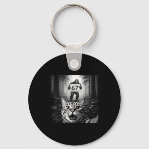 Funny Cat Selfie With Bigfoot 67 Six Seven Meme Me Key Ring