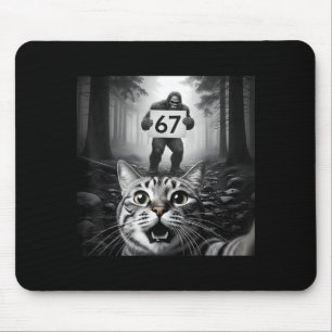 Funny Cat Selfie With Bigfoot 67 Six Seven Meme Me Mouse Pad