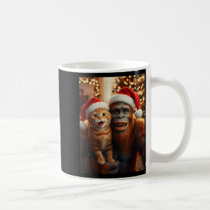 Funny Cat Selfie With Bigfoot Christmas Sasquatch  Coffee Mug