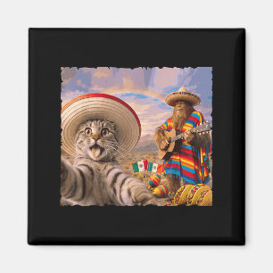 Funny Cat Selfie with Bigfoot Sombrero Cinco De Magnet