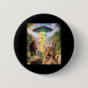Funny Cat Selfie with Easter Bunny Ears Bigfoot 6 Cm Round Badge