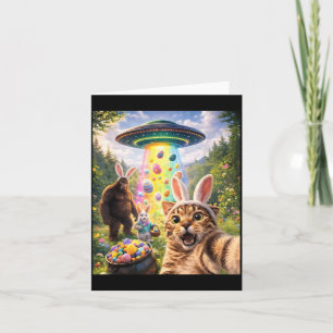 Funny Cat Selfie with Easter Bunny Ears Bigfoot Card