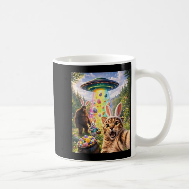 Funny Cat Selfie with Easter Bunny Ears Bigfoot Coffee Mug (Right)