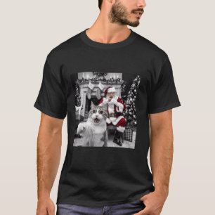 Funny Cat Selfie with Santa Christmas T-Shirt