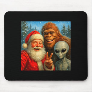 Funny Cat Selfie With Santa Claus &amp; Bigfoot Me Mouse Pad