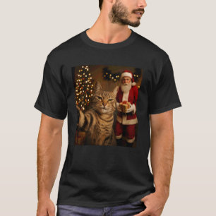 Funny Cat Selfie with Santa Claus Christmas Meme 1 T-Shirt