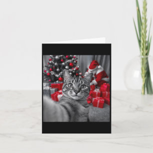 Funny Cat Selfie With Santa Claus Christmas Meme _ Card