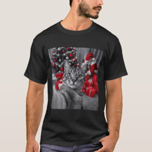 Funny Cat Selfie With Santa Claus Christmas Meme _ T-Shirt