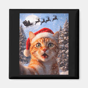 Funny Cat Selfie With Santa Claus Christmas Men Wo Magnet