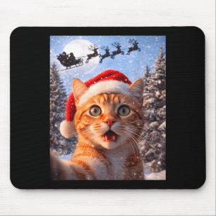 Funny Cat Selfie With Santa Claus Christmas Men Wo Mouse Pad