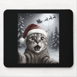 Funny Cat Selfie With Santa Claus Christmas Men Wo Mouse Pad