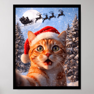 Funny Cat Selfie With Santa Claus Christmas Men Wo Poster