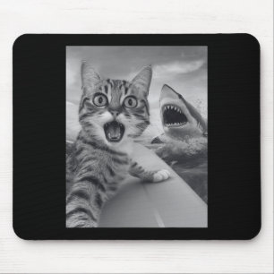 Funny Cat Selfie With Shark Mouse Pad