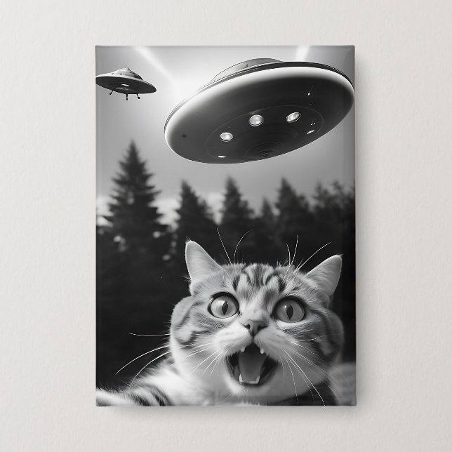  Funny Cat Selfie with UFO Alien Drones (Front)