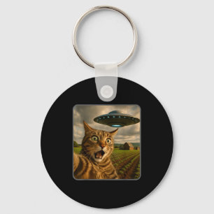 Funny Cat Selfie With Ufo Alien Meme  Key Ring