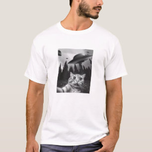Funny Cat Selfie With UFOs T-Shirt