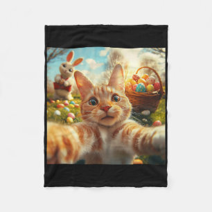 Funny Cat Selfie Women Girls Boys Kids Easter Fleece Blanket