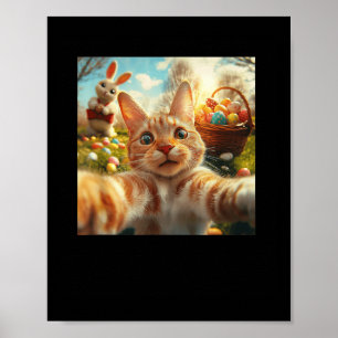 Funny Cat Selfie Women Girls Boys Kids Easter Poster