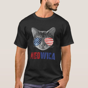 Funny Cat Shirt 4th of July Meowica Merica USA Ame