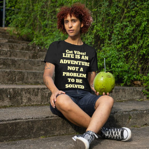 Funny Cat Simple Modern Quote Personalised Black T-Shirt